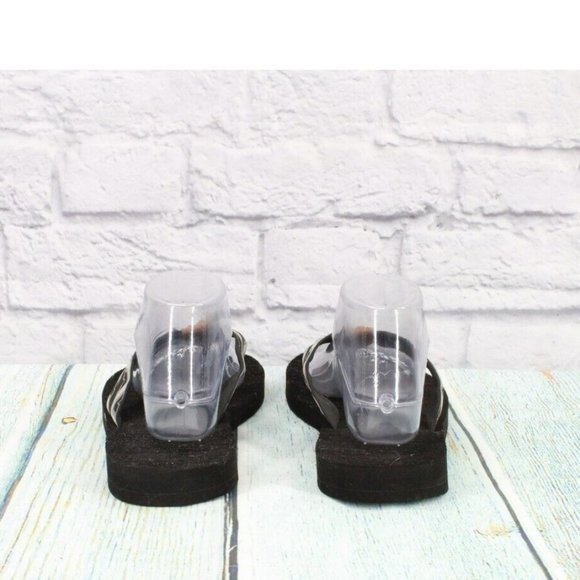 LL Bean Black Printed Nylon Flip Flops Summer Thong Sandals Size 11 M - Picture 6 of 9